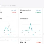 Store performance metrics. Traffic analysis report. Conversion rate insights. Sales performance summary. Customer behavior tracking. Average order value (AOV). Product performance analysis.